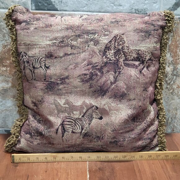 African Animal Scene Cushion Cover Tapestry Stuffed Pillow Decorative - Picture 9 of 11